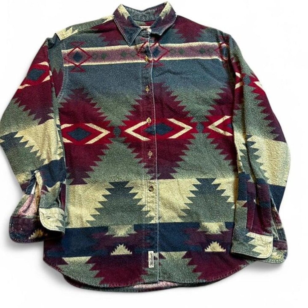 Vintage‎ Woolrich Aztec Button Up Shirt Mens Small Southwestern Collared Outdoor